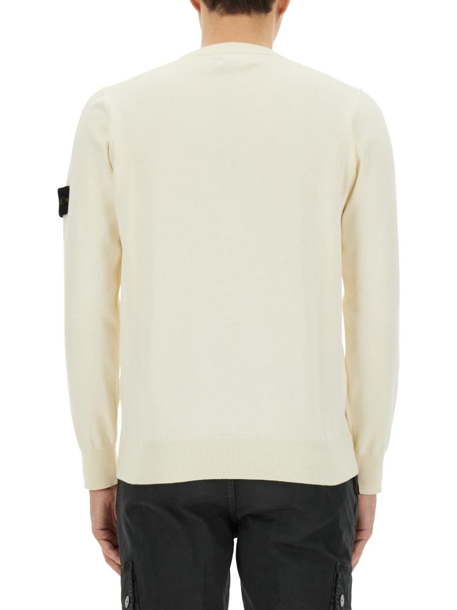 STONE ISLAND Black Cotton Crewneck Knit Sweater for Men