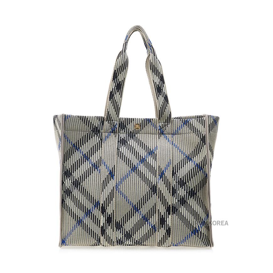 BURBERRY Medium Check Knit Tote Bag Women Beige