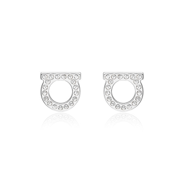 Ferragamo Gancini Crystal Stud Earrings for Women 0696577