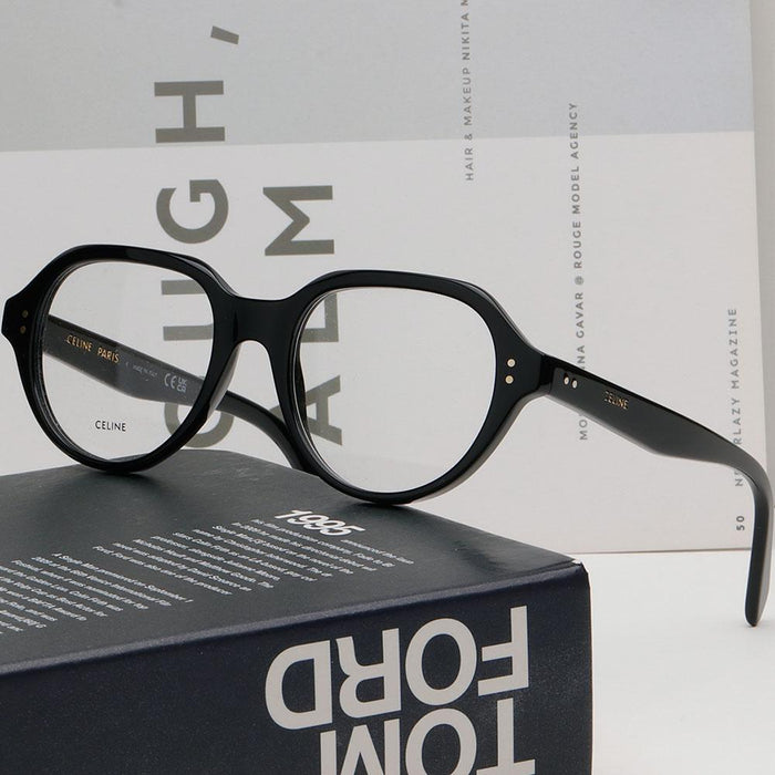 CELINE Black Acetate Round Eyeglass Frames Unisex CL50145I 001