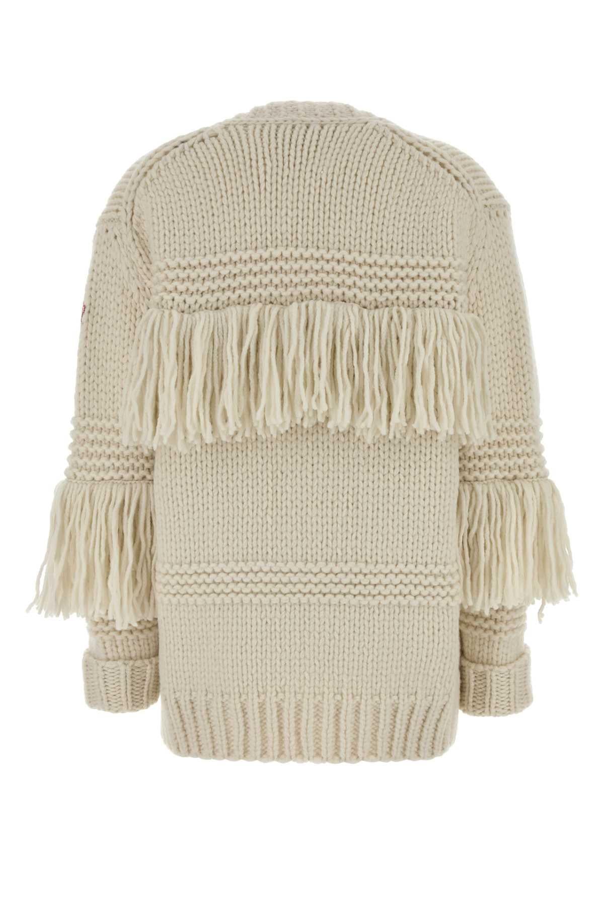 Moncler Wool Blend Zip Cardigan Women Beige