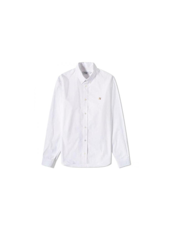 Maison Kitsune Fox Head Embroidery Classic Long Sleeve Shirt White