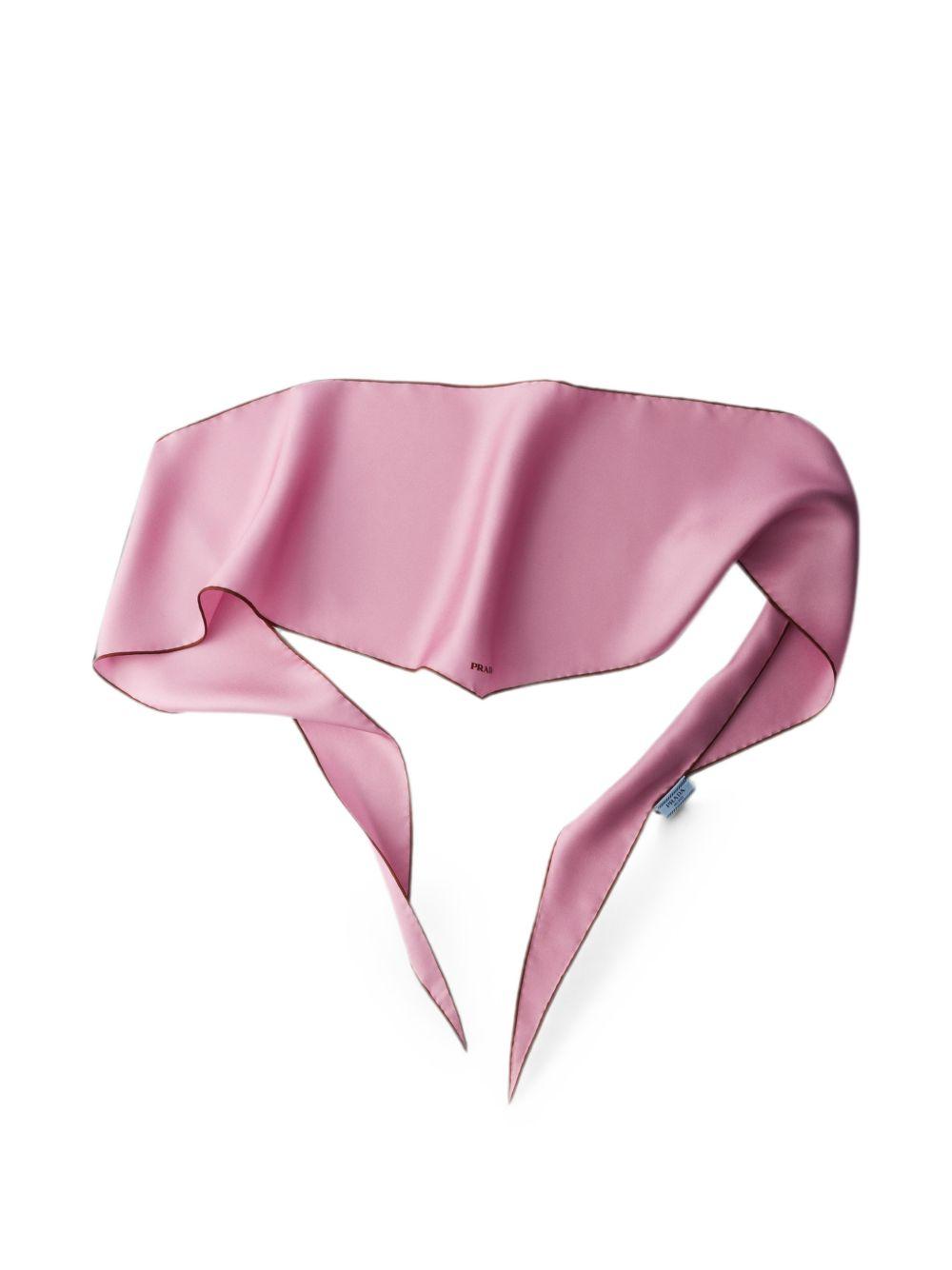 PRADA Silk Scarf Brown Beige Monogram Print