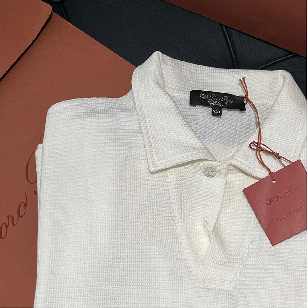 Loro Piana Perlé de Ope Cotton Polo Shirt Ivory Men’s