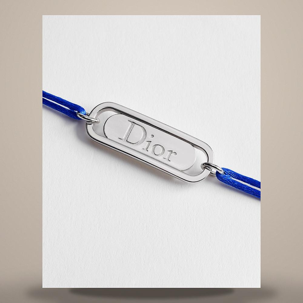 DIOR Blue Cord Dior Link Bracelet Silver-Finish Brass B3371HOMMT D458