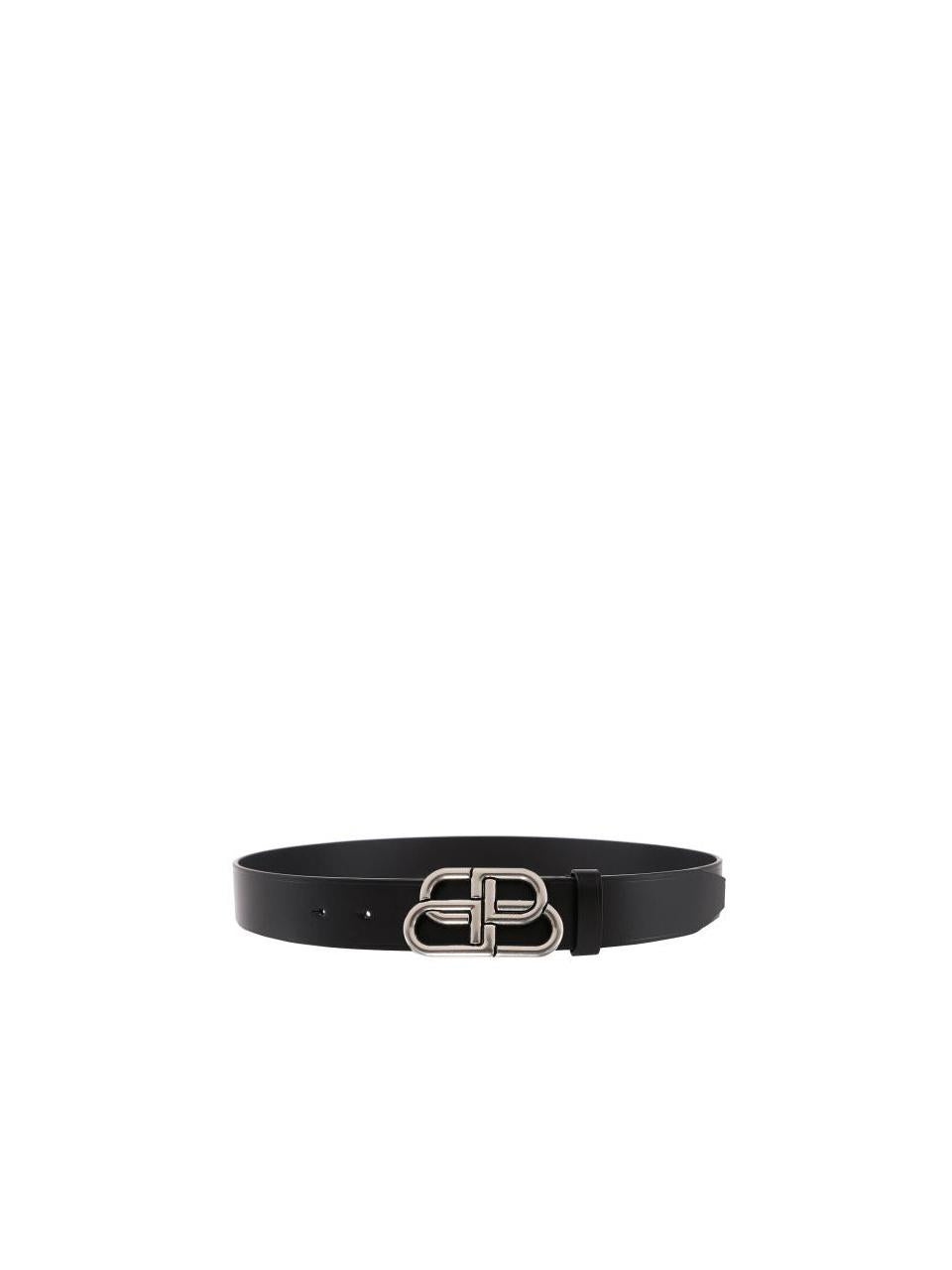 BALENCIAGA BB Large Leather Belt Black