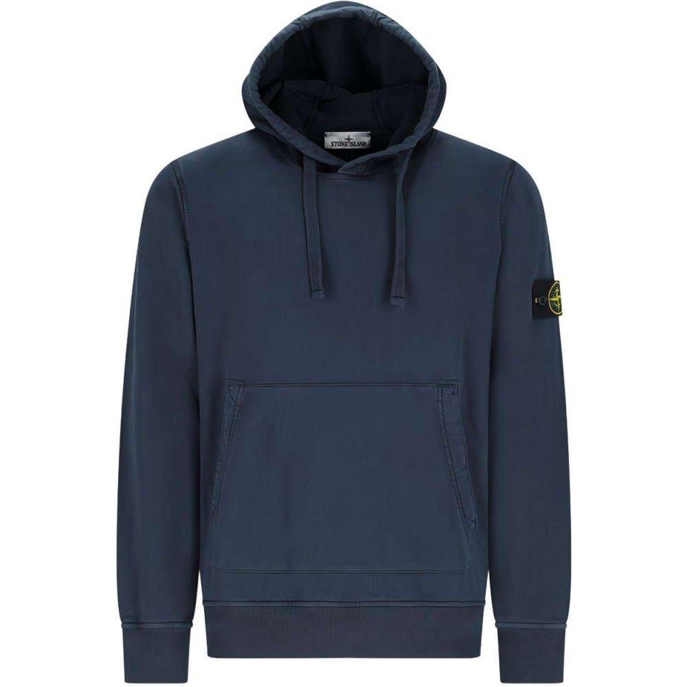 STONE ISLAND Navy Woven Patch Logo Pullover Hoodie Unisex