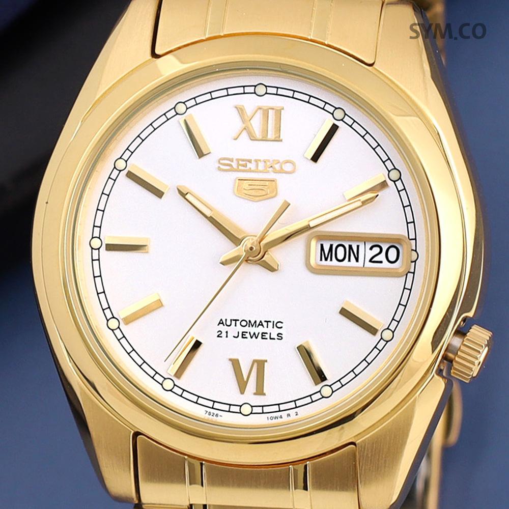Seiko Automatic Day-Date Roman Classic Gold White Men’s Metal Watch SNKL58 K1