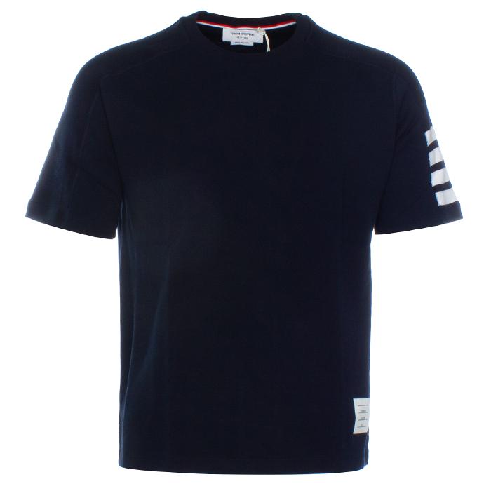 THOM BROWNE Navy Diagonal Stripe Short Sleeve T-Shirt