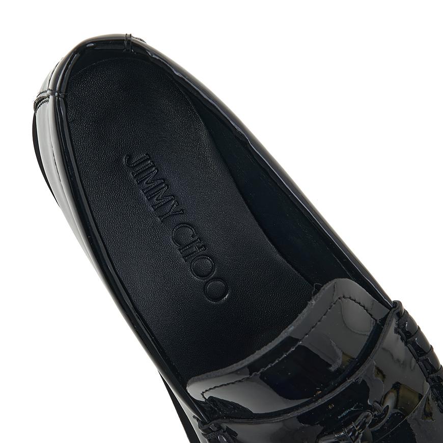 Jimmy Choo Addie Pearl Patent Black Loafers Women