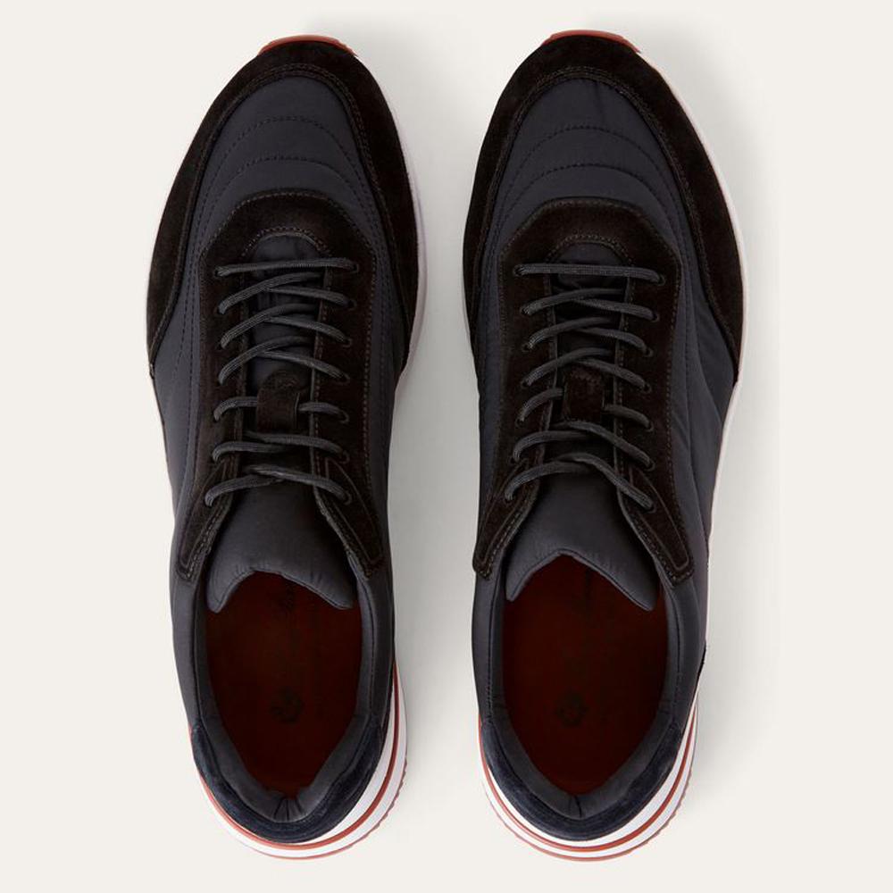 Loro Piana Suede Calfskin Weekend Walk Sneakers Black Men’s Low-Top