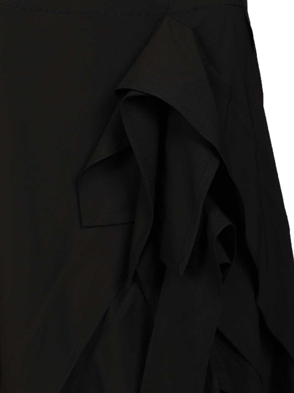 Bottega Veneta Black Leather Midi Skirt