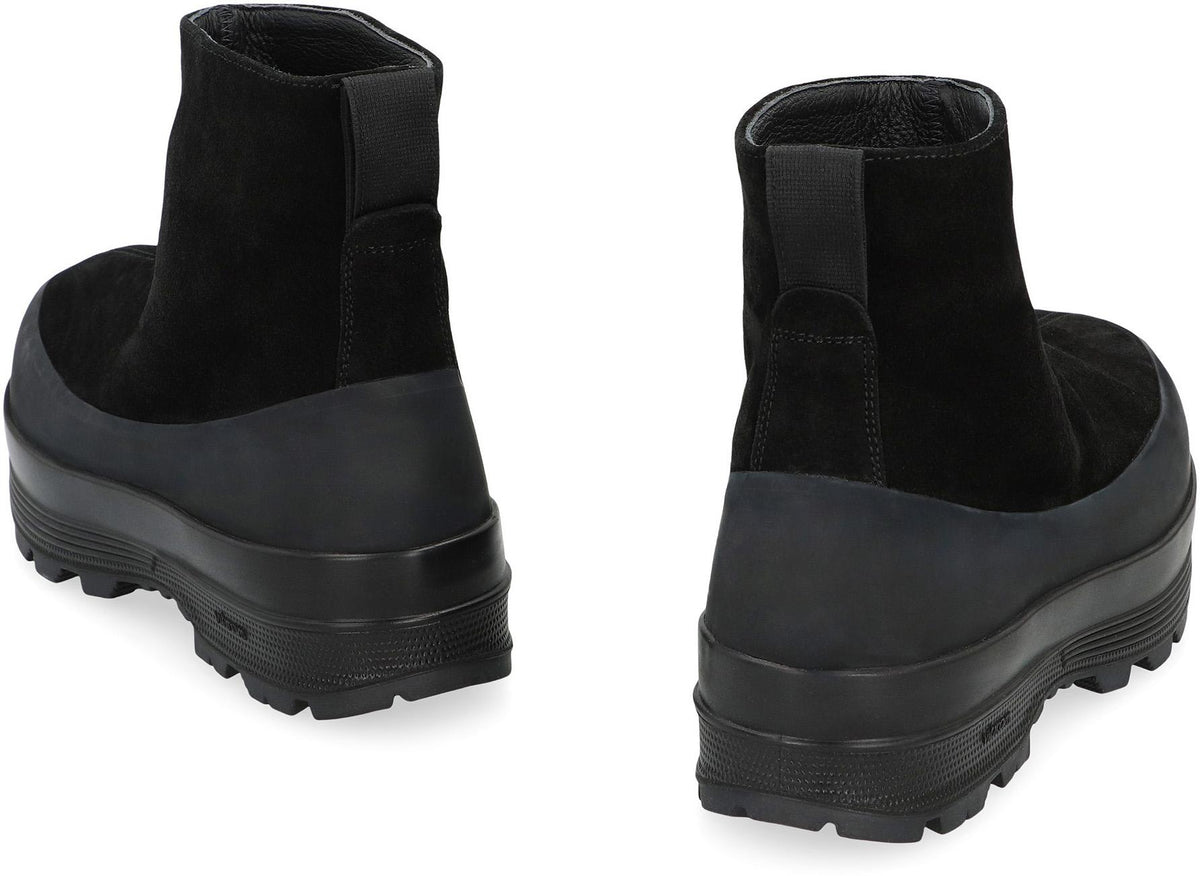 STONE ISLAND Black Leather Mid Boots