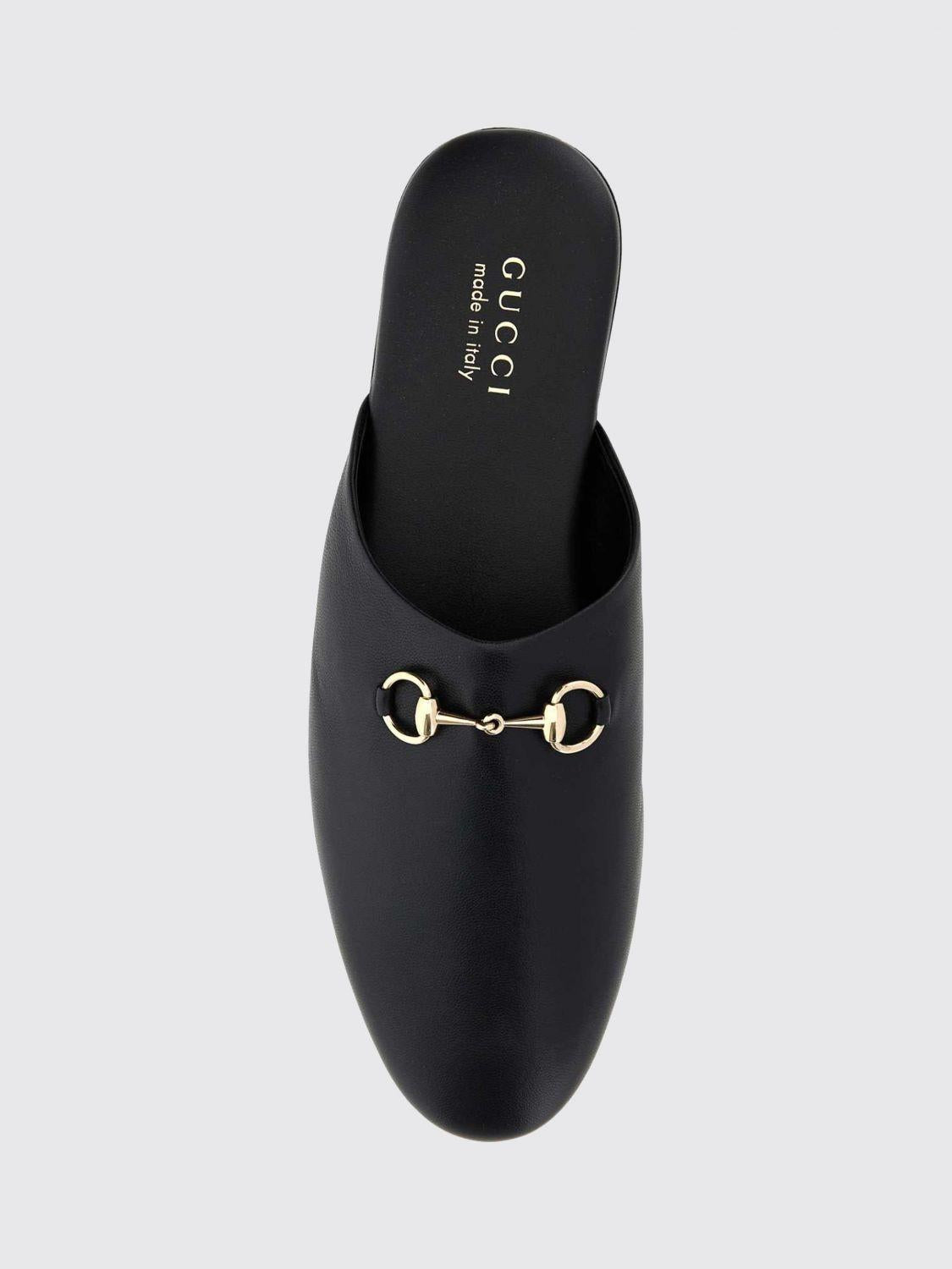 GUCCI Black Leather Flat Sandals