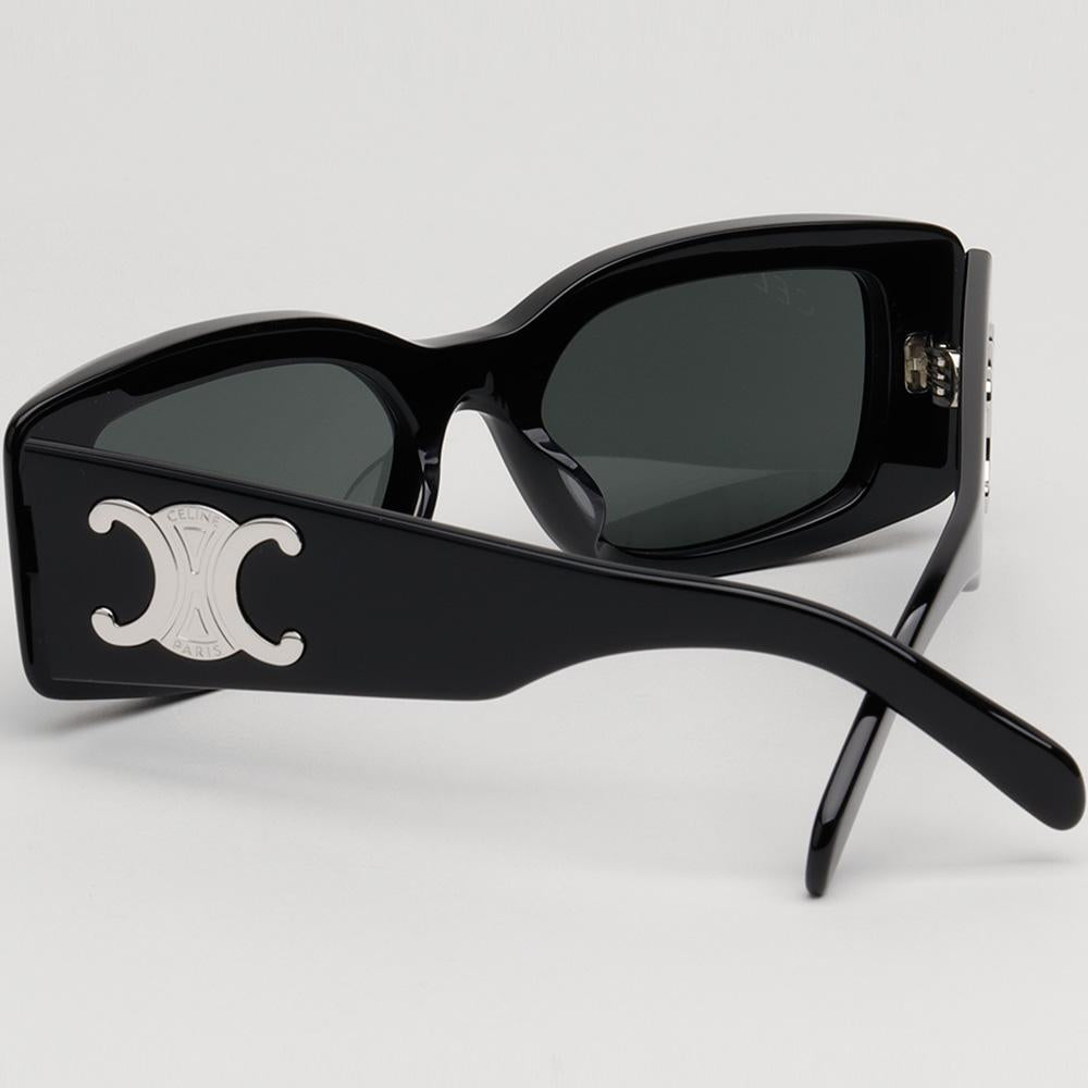CELINE Triomphe Bold Square Acetate Sunglasses Unisex Black CL40282U 01A