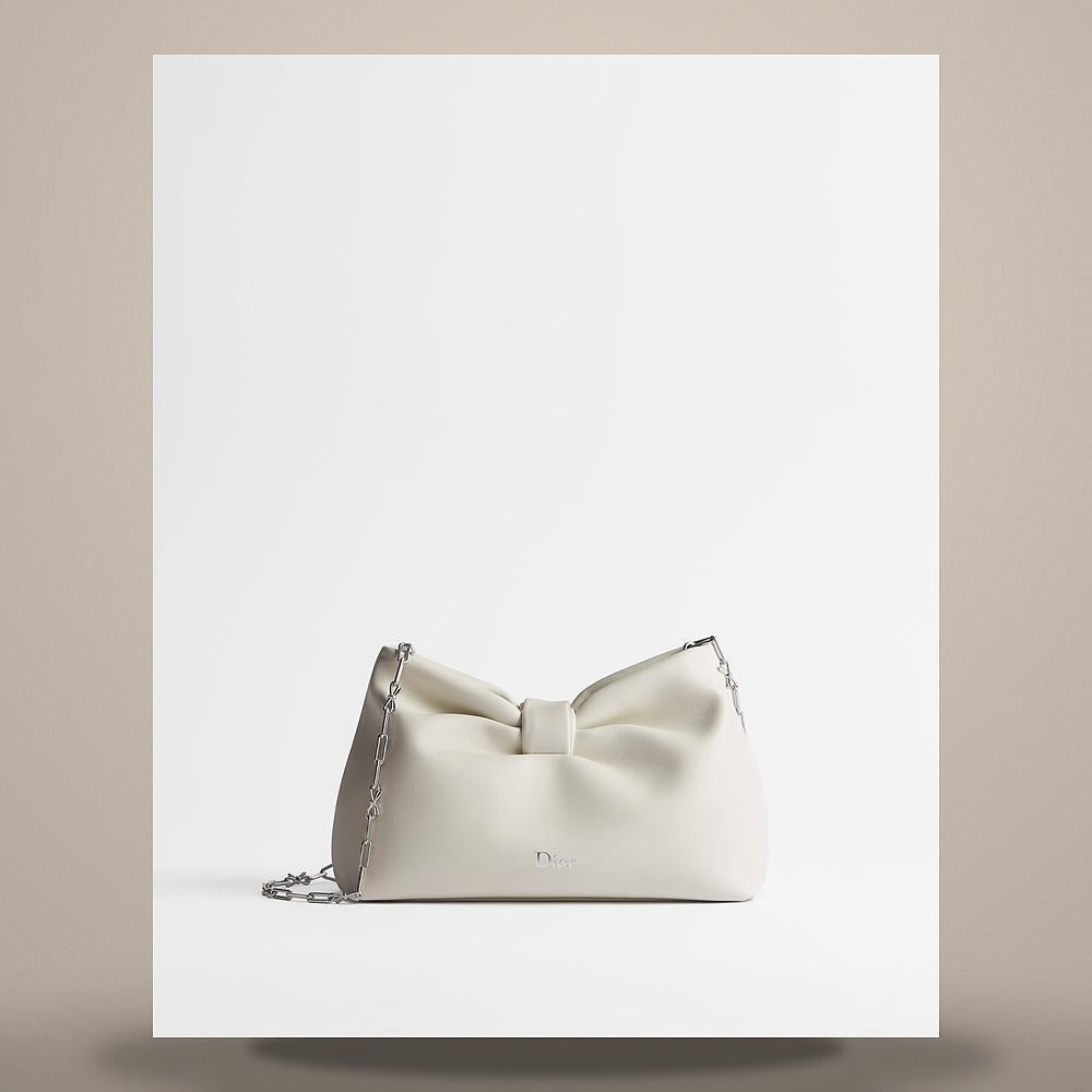 DIOR Small Bow Bag Latte Lambskin Shoulder Bag M0715PUQO M030