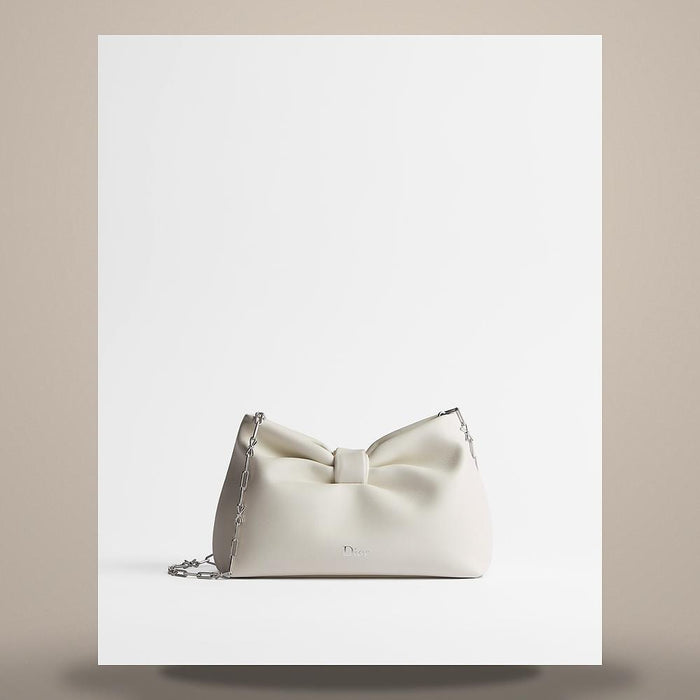 DIOR Small Bow Bag Latte Lambskin Shoulder Bag M0715PUQO M030