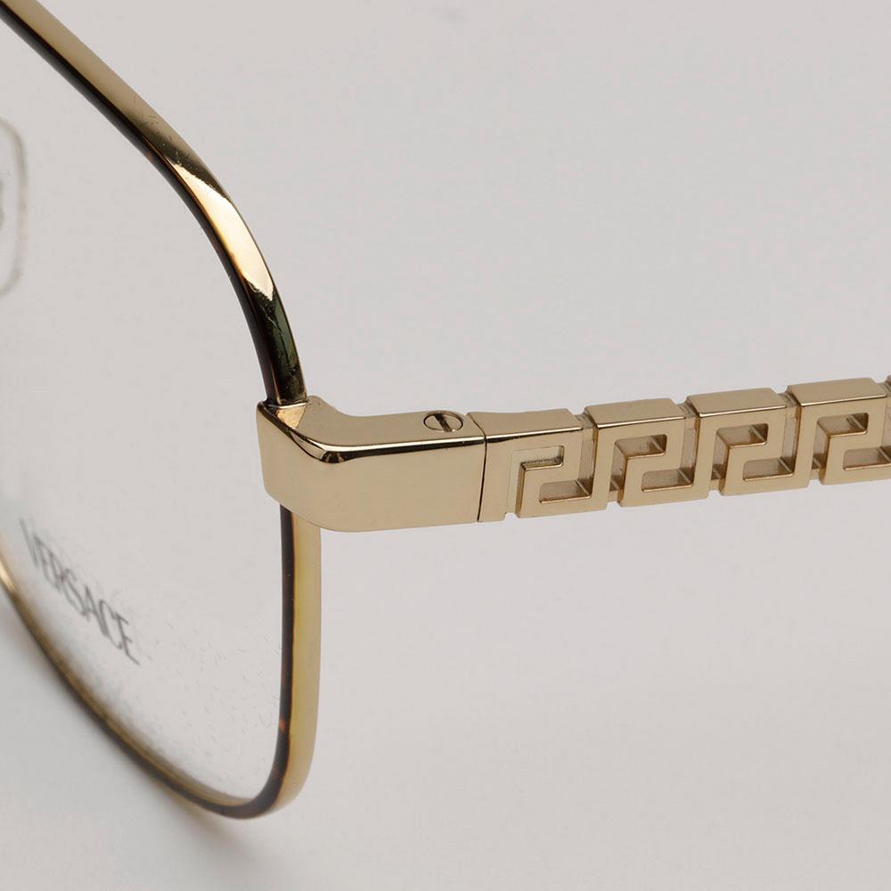 Versace Havana Gold Metal Square Unisex Eyeglass Frames VE1290 1499