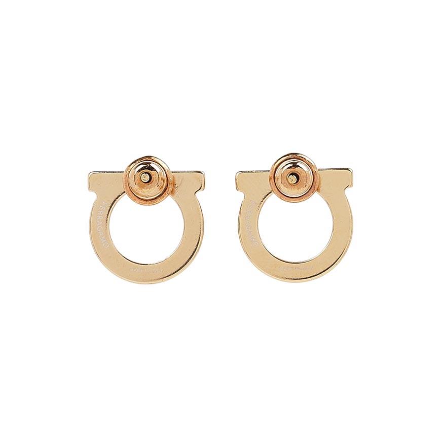 Ferragamo Gancini Crystal Earrings Gold-Tone Women’s Jewelry