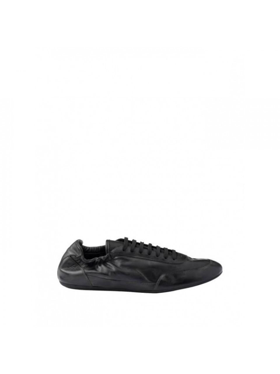 PRADA Men's Black Leather Low-Top Sneakers