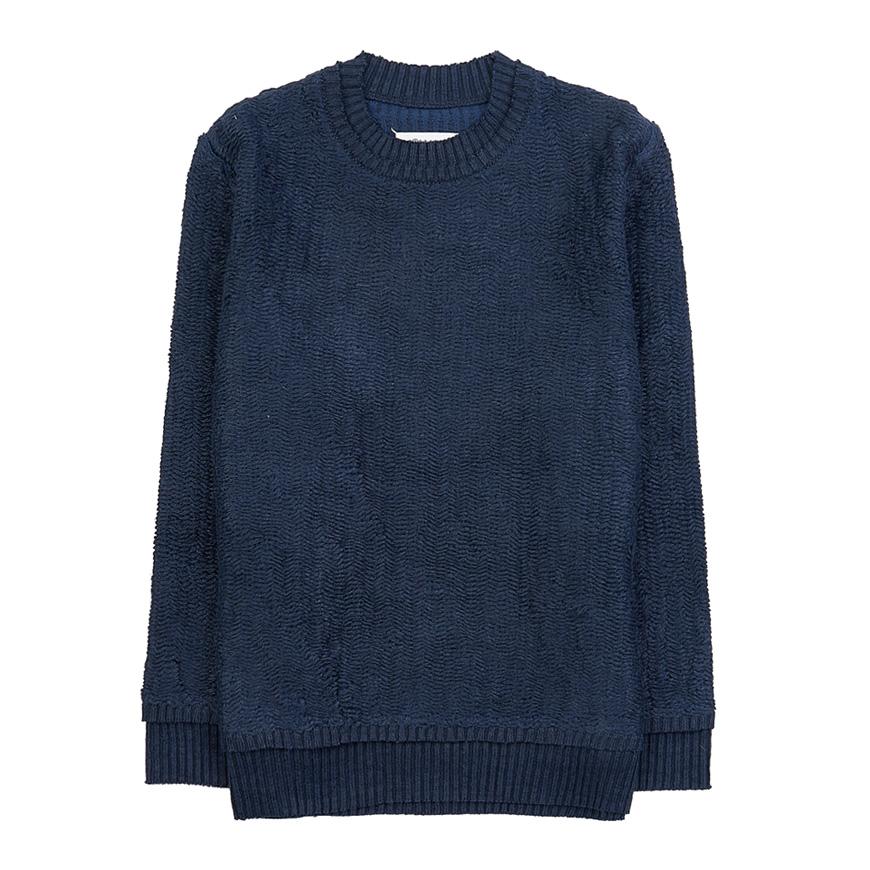 Maison Margiela Women’s Low Woven Knit Top Sweatshirt Navy