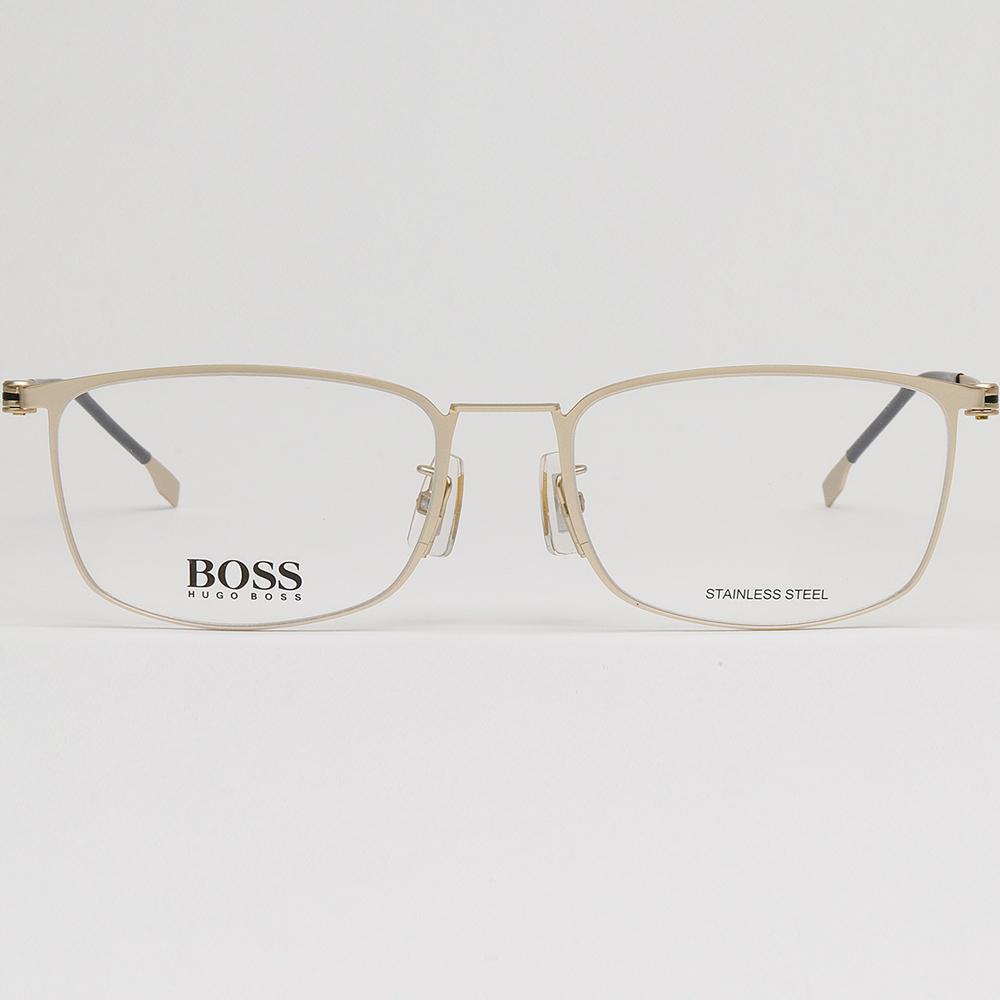HUGO BOSS Lightweight Stainless Steel Gold Rim Eyeglass Frames Uni BOSS1351F AOZ