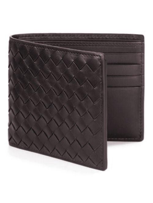 Bottega Veneta Dark Brown Leather Bi-Fold Wallet