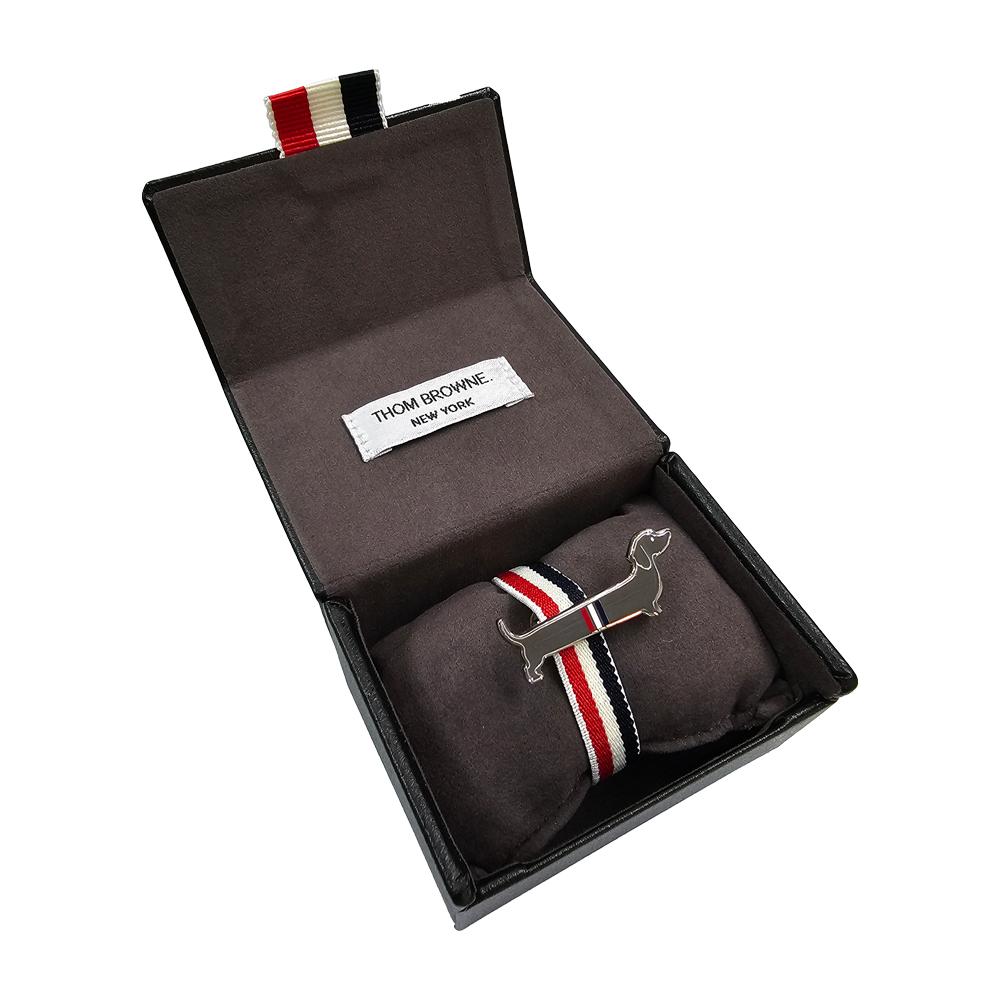THOM BROWNE Silver Hector Limousine Tie Bar Tie Clip Three-Stripe