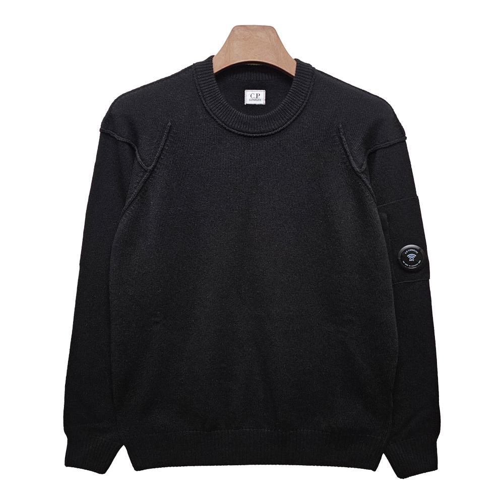 CP Company Black Lambswool Lens Crewneck Sweater Knit