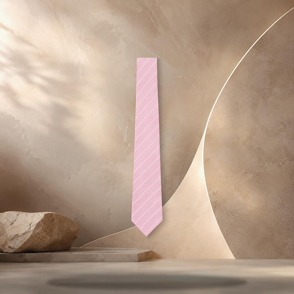 Louis Vuitton Light Pink Pinstripe Micro Flower Silk Tie M98099