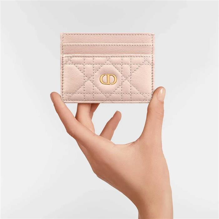 DIOR Caro Freesia Leather Card Holder Wallet