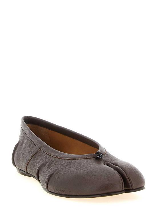 Maison Margiela Tabi New Ballerina Flats Beige Leather