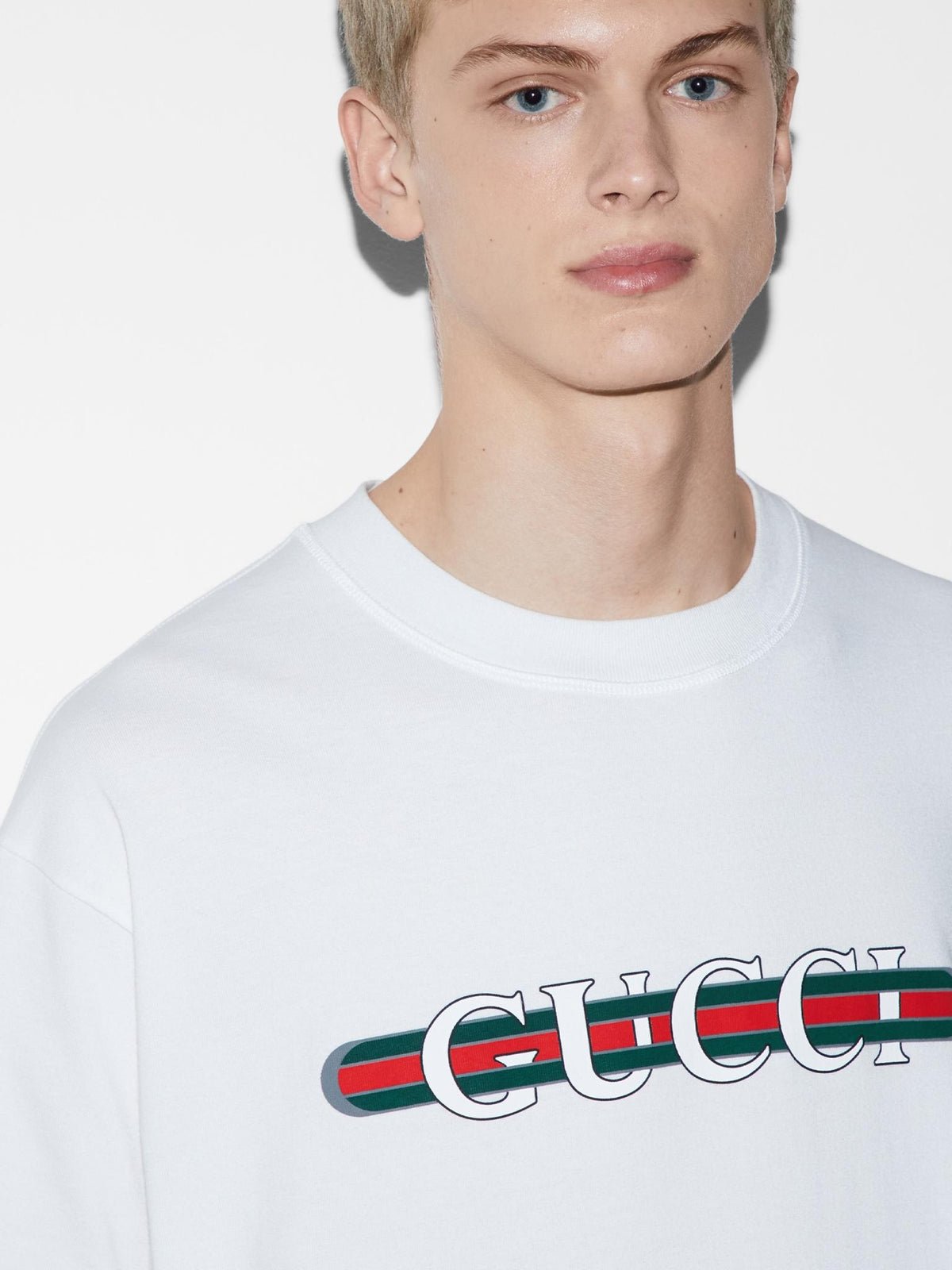 GUCCI Short Sleeve Logo Graphic T-Shirt Black Cotton Men