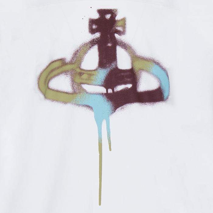 Vivienne Westwood Spray Print Oversized Long Sleeve T-Shirt Men White
