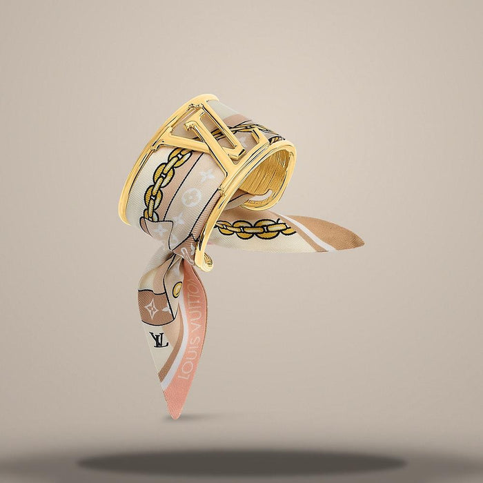 Louis Vuitton LV Initial Silk Bracelet Gold-Tone Metal MA003S