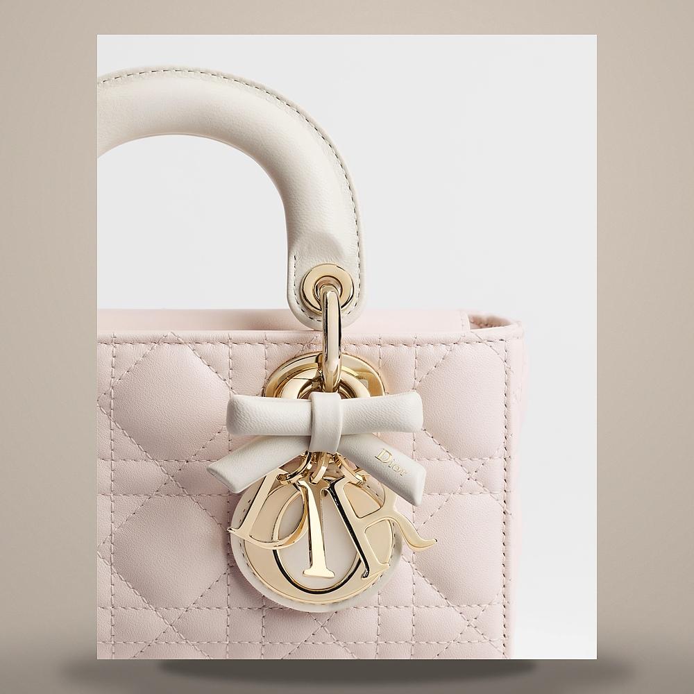 DIOR Two-Tone Ballet Pink Latte Cannage Lambskin Lady D-Joy Mini M0636OUQC M03I