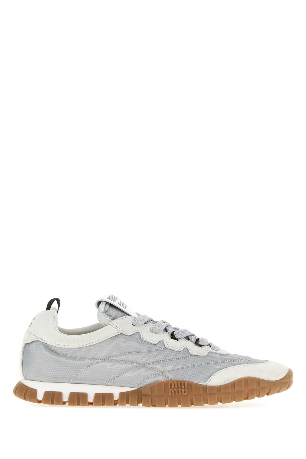 Miu Miu Leather Low-Top Sneakers White