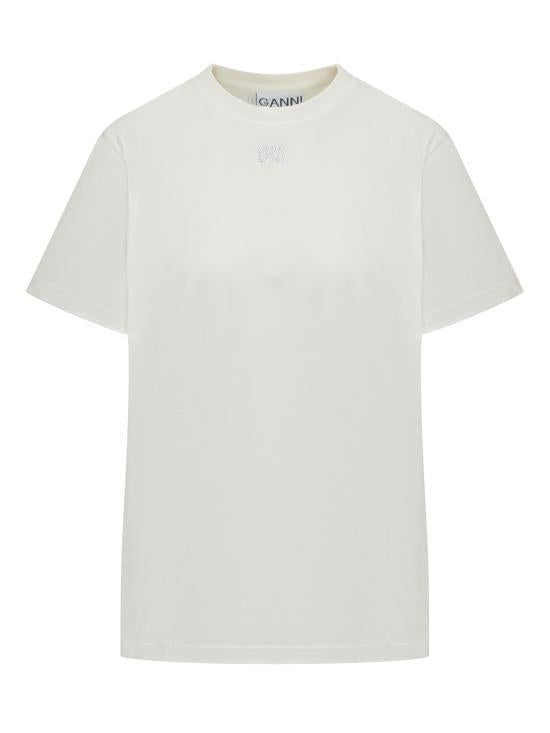 GANNI Short Sleeve T-Shirt T3946135 EGRET DOM