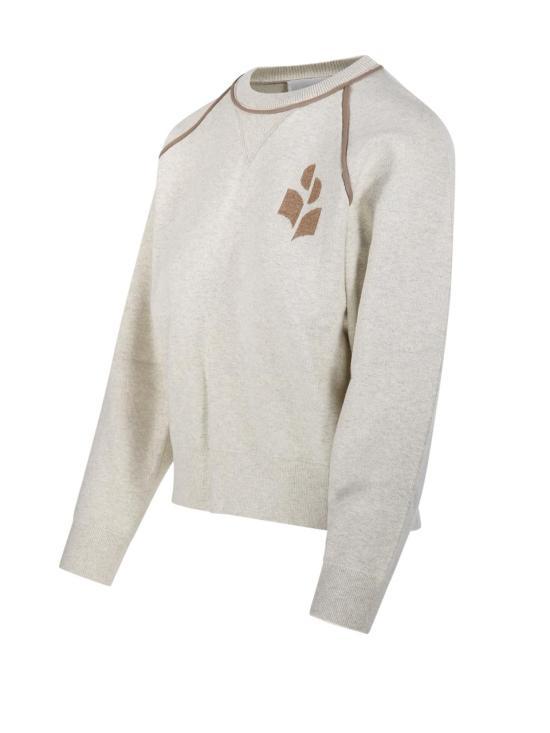 Isabel Marant Light Grey Camel Wool Blend Crewneck Sweater