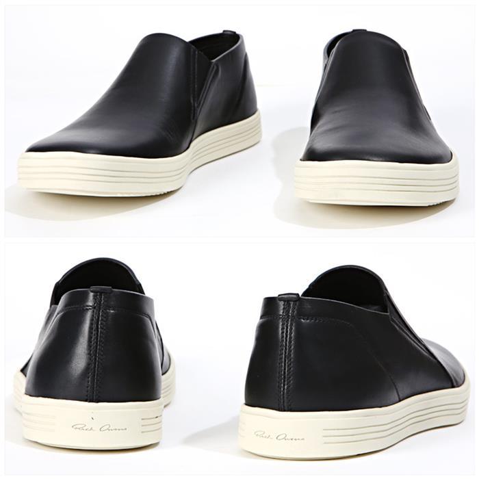 Rick Owens Black Leather Mastodon Slip-On Low-Top Sneakers