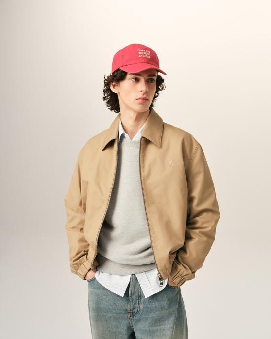 AMI Wool Ami de Coeur Puffer Jacket HJK830 CO0132 A184 BEIGE MASTIC DOM