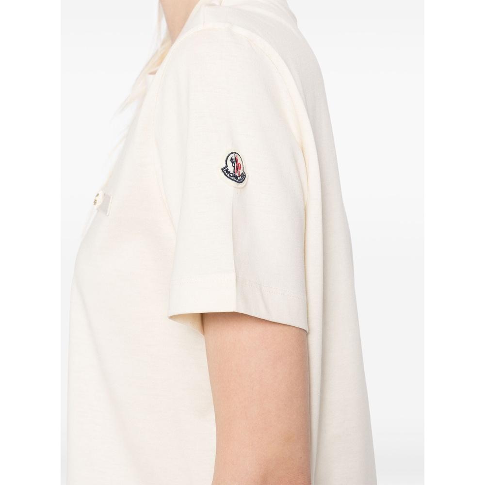 Moncler Logo Patch Short Sleeve T-Shirt for Women White Cotton