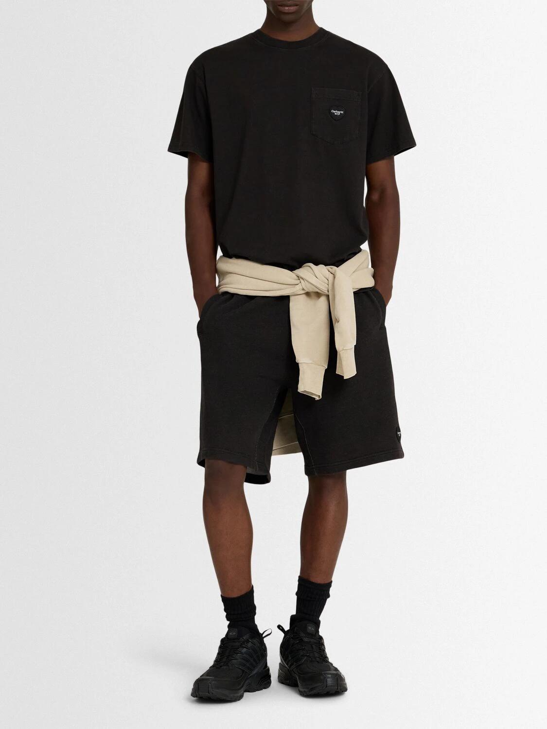 CARHARTT WIP Black Garment-Dyed INGO Sweat Shorts I034499 89GD
