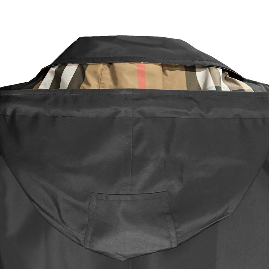 BURBERRY Black Trench Hooded Car Coat Oxclose