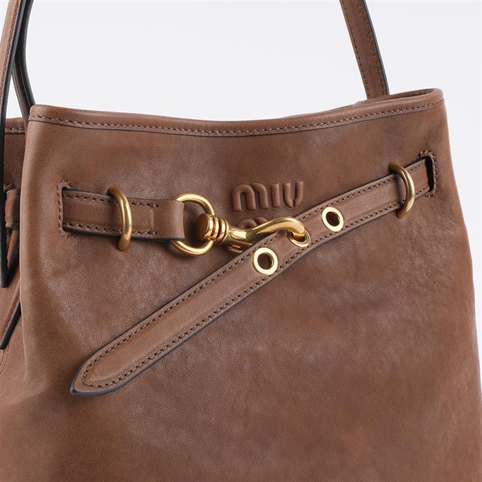 Miu Miu Nappa Leather Avantageur Bucket Tote Bag F0316