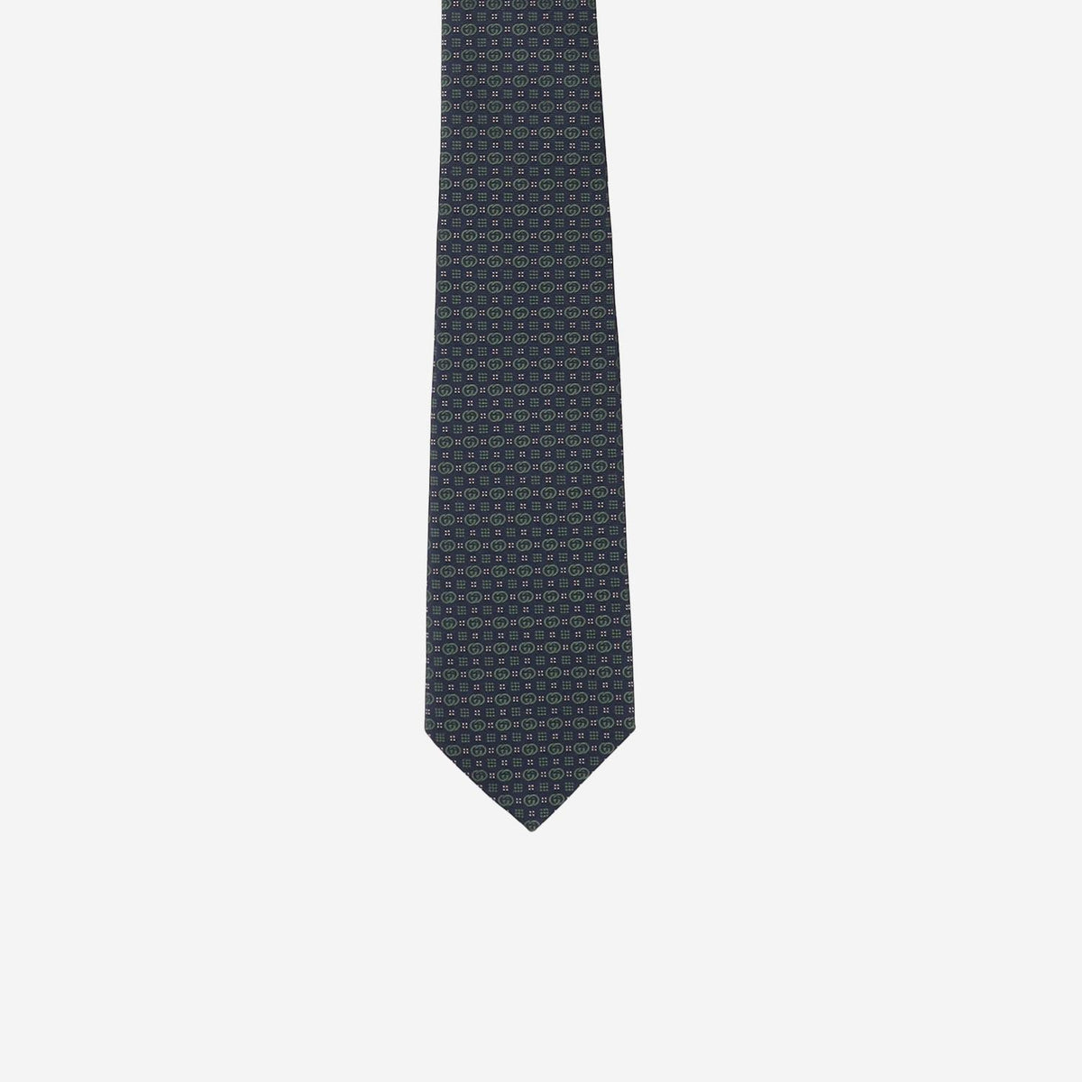 GUCCI Silk Patterned Tie Navy Blue Men’s Accessory