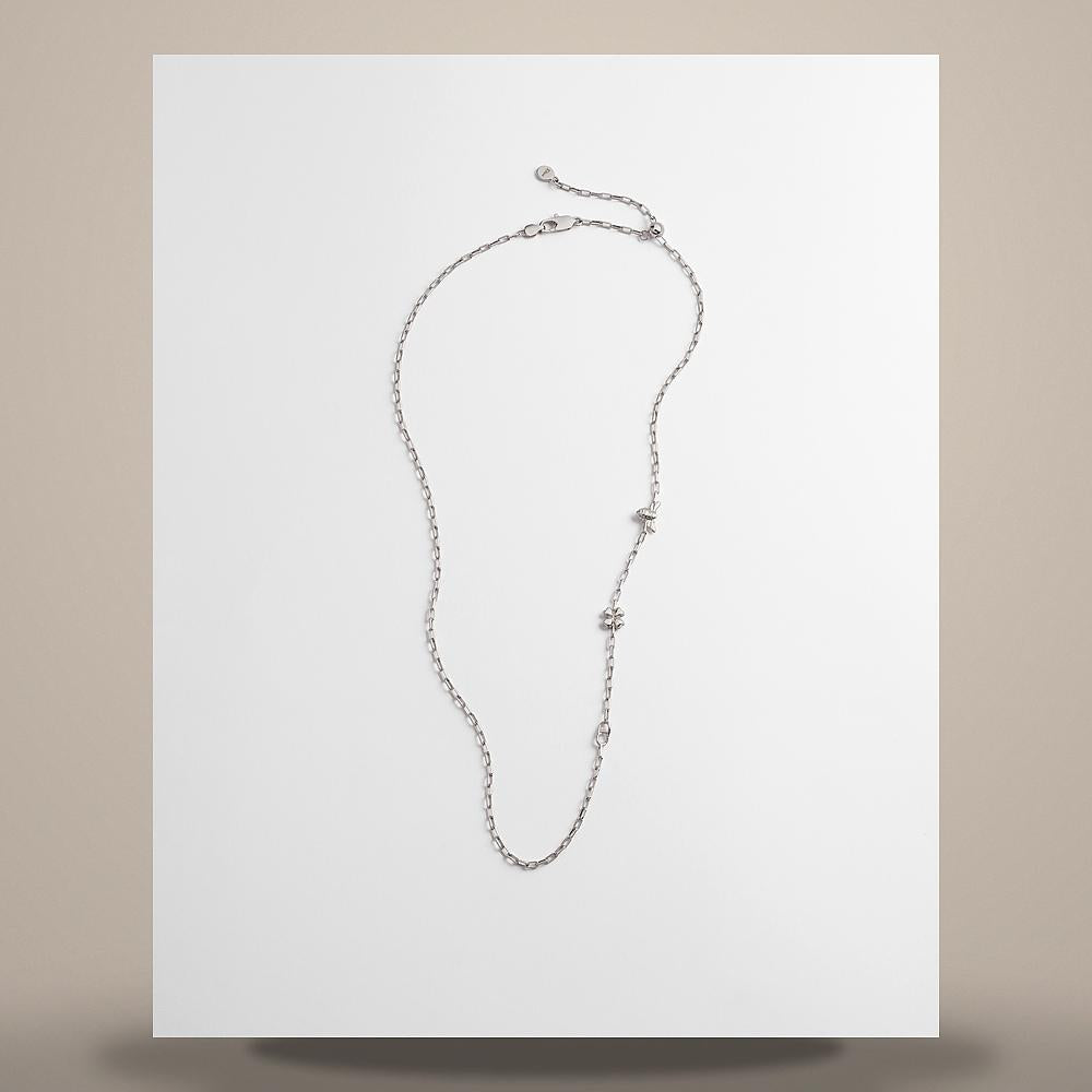 DIOR Silver Tone Logo Charm Necklace N3780HOMST D990
