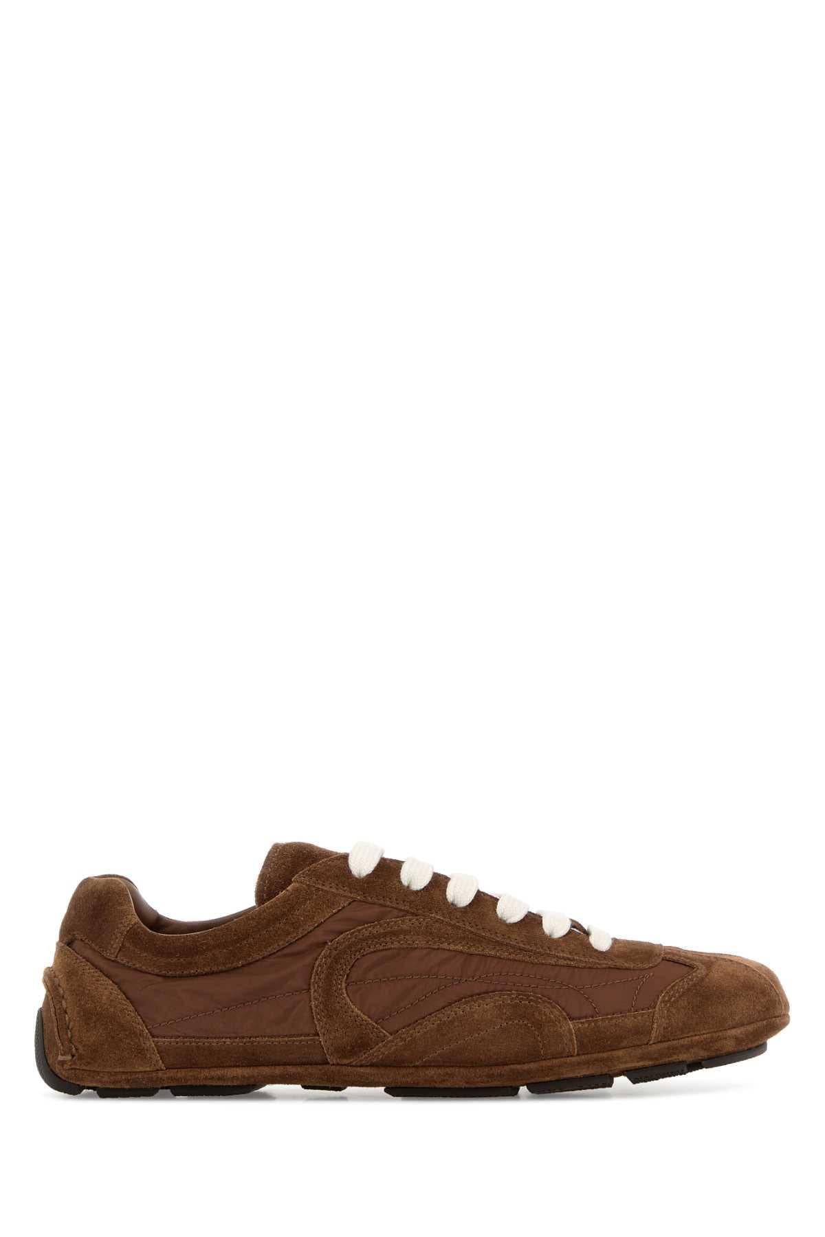 PRADA White Leather Low-Top Sneakers