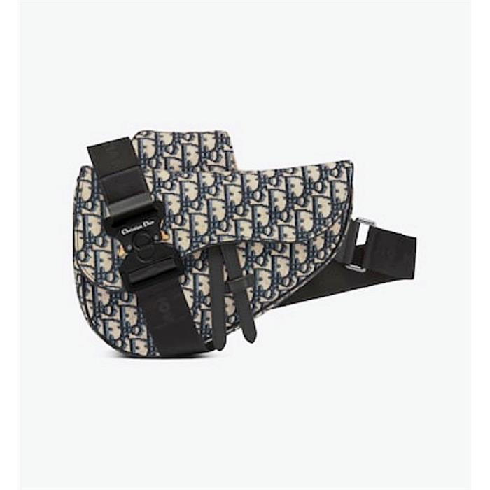 DIOR Beige Black Oblique Jacquard Saddle Crossbody Bag