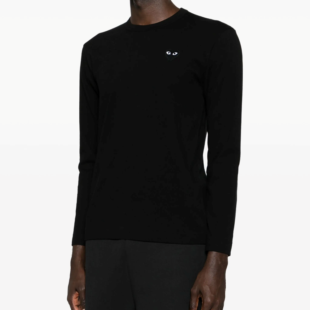 Comme des Garcons Black Long Sleeve T-Shirt with Black Heart Logo